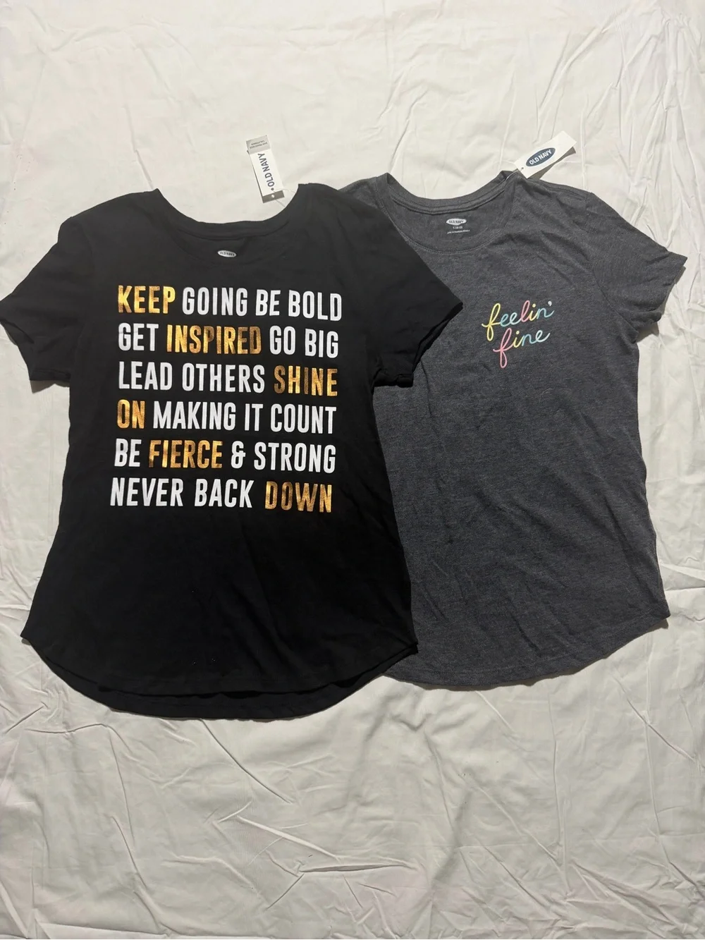 NWT Old Navy Girls Graphic T-Shirt 2p Bundle Size Large (10-12) Short Sleeve Tee